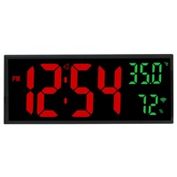 Grote LED digitale wandklok met temperatuur, luchtvochtigheid, WiFi, web-instelling, alarm, bureau- en wandmontage
