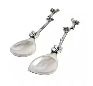 Grande cuillère de service en acier miroir à poignée personnalisée en argent ensemble de couverts ustensiles de cuisine uniques pour les mariages, les événements et le service de salade - Product Image 4