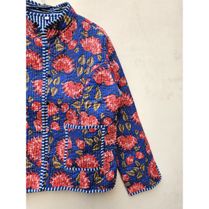 Hecho a mano Vintage indio algodón transpirable botón Mujer mano bloque impreso Floral acolchado invierno prendas de vestir exteriores Lino acabado chaqueta - Product Image 3