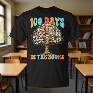 Camiseta 100 Days In The Books Reading Tree para profesores, estudiantes, adultos, unisex, cuello redondo, manga corta, impresión digital - Product Image 3