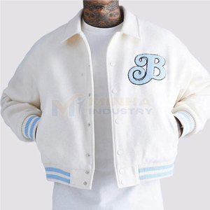Best Selling 100% Cotton/Wool Winter Letterman <b>Jacket</b> High Quality Premium Quality Breathable <b>Mandarin</b> <b>Collar</b> Front Customizable - Product Image 2