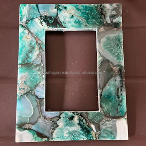 Marco de fotos de madera MDF de decoración moderna con imagen de piedras preciosas de ágata hecha a mano para exhibición de oficina o hogar Técnica pulida - Product Image 1