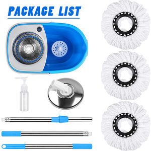 Juego de Mopa Giratoria y Cubeta de Plástico con Escurridor, 3 Mopas de Microfibra, Mango Ajustable de Acero Inoxidable y Ruedas para Limpieza del Hogar - Product Image 2