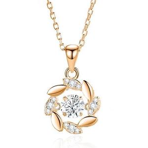 Collier tendance pour femmes, pendentif en blé porte-bonheur en argent sterling 925 personnalisé, bijoux fins, moissanite dansante VVS D 5 mm, multicolore - Product Image 2