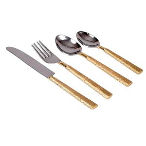 Ensemble de couverts en acier inoxydable argenté 4 pièces fabriqués à la main poignées polies de luxe Style américain moderne de haute qualité pour les fêtes - Product Image 1