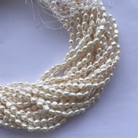 Perles d'eau douce de couleur crème naturelle, 4mm, 5mm, perles baroques, brin, fournisseur en gros, fabrication de bijoux en chaîne, vente de bricolage