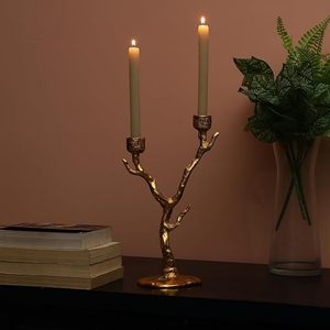 Bougeoir conique doré avec branche d'arbre Grand centre de table de mariage en aluminium et métal en laiton pour la décoration de la maison - Product Image 2