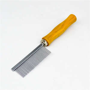 หวีกำจัดขนสำหรับสัตว์เลี้ยงหวีแปรงขนสัตว์เลี้ยงแบบสองด้านพร้อมด้ามจับไม้ - Product Image 6