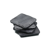 Ensemble de sous-verres simples faits à la main en ardoise de marbre noir antidérapante, accessoires de cuisine, article de haute qualité en gros