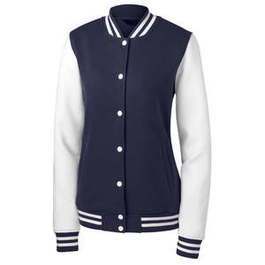 Chaqueta Universitaria Personalizada para Mujer, Larga, Lisa, Teñida, Satén, Lana Sólida, Parche, Bordado Chenille, Botones, Transpirable - Product Image 1