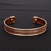 Bracelet en cuivre magnétique de style tibétain antique réglable unisexe, ensemble de 3 pièces, bracelet en cuivre pur, armure à la mode