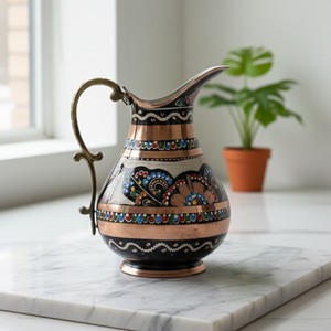 Pichet en cuivre émaillé en forme de canard pour la décoration de la maison - Product Image 2