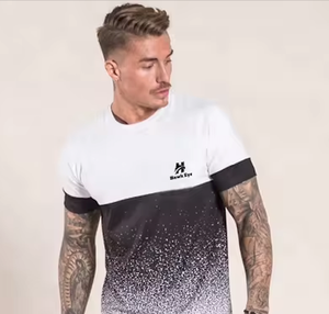 T-shirts personnalisés en gros 2025, deux tons, délavés, noir et blanc, à fond rond, avec impression de logo, couleur unie, pour hommes - Product Image 3