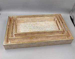 Bandeja de Madera para Servir con Diseño Único, Esmaltada y Ecológica, Hecha a Mano, Precio de Fábrica al por Mayor, Exportación India - Product Image 4