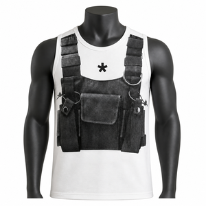 Camiseta sin mangas táctica de estilo chaleco para hombre, ropa de calle personalizada, camisa sin mangas de algodón para fitness y gimnasio, ropa de moda OEM - Product Image 1