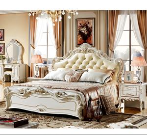 럭셔리 모던 디자인 로얄 침실 세트 손으로 조각 마호가니 수납 덮개를 씌운 킹 침대 <span class=keywords><strong>2</strong></span> 스탠드 홈 호텔 아파트 - Product Image 1