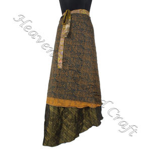 กระโปรงผ้าซิ่นสุดวิเศษผ้าซิ่นสองชั้นสำหรับผู้หญิงกระโปรงผ้าไหมอินเดียวินเทจพิมพ์ลายฤดูร้อนใหม่ล่าสุด - Product Image 5