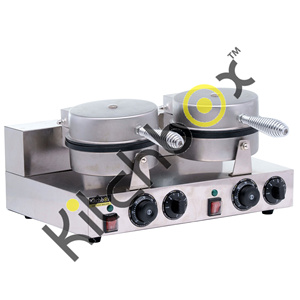 Kitchbox-Gaufrier à fleurs industriel commercial en acier inoxydable avec revêtement antiadhésif, mode d'économie d'énergie (lot de 2) - Product Image 4