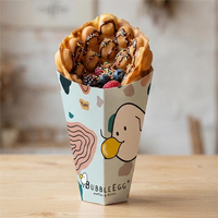Support pour gaufres bulles, emballage en cône, papier couché imprimé personnalisé, papier alimentaire, emballage pour crêpes, jetable, biodégradable