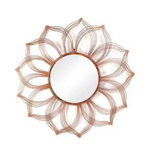 Espejo de pared con forma de sol decorativo de Metal, espejo abstracto dorado de lujo, decoración de pared para sala de estar, accesorios interiores personalizados para el hogar - Product Image 6