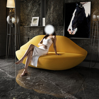 Nouveau design de salle d'attente de salon de beauté et de coiffure canapé de réception fauteuil d'attente canapé 3 places en forme de lèvre