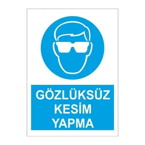 Autocollant de sécurité professionnel : Ne coupez pas sans lunettes de protection – Avertissement de protection oculaire - Product Image 1