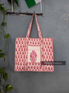 Sac fourre-tout de voyage de luxe matelassé, grand, durable, fait à la main, motif floral, imprimé en bloc, personnalisé, pour le marché, les courses - Product Image 3