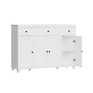 Aparador de almacenamiento blanco de madera <span class=keywords><strong>MDF</strong></span> de lujo moderno, 4 cajones, 4 puertas, tamaño personalizado, muebles de sala de estar para el hogar, hecho en <span class=keywords><strong>Vietnam</strong></span>