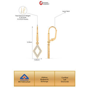 Pendientes geométricos dorados con diamantes cultivados en laboratorio - Product Image 6