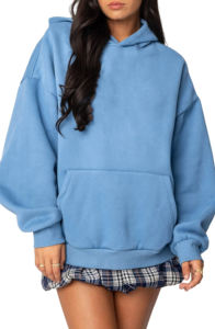 Pull à capuche et sweat-shirt personnalisés avec logo imprimé en 3D 100% coton 400 GSM Sweats à capuche pour femmes de couleur unie à épaules tombantes en polaire - Product Image 2