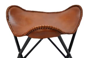 Handmade Leather Foot Rest Table Handmade Butterfly Leather Stool Folding Camping Stool Christmas Gift Ottoman with Leather - Product Image 3