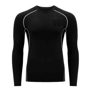 Chemise de Compression à manches longues pour homme, protection contre les éruptions cutanées, Design personnalisé, blanc, Fitness, couleur noire, impression par Sublimation - Product Image 1