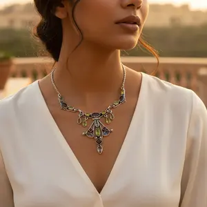 Women's 925 Silver Gemstone <b>Necklace</b> Statement Jewelry-<b>Fine</b> Beaded <b>Necklaces</b> - Product Image 2