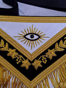 Tabliers maçonniques personnalisés de haute qualité, écologiques, broderie Master Blue Lodge, bleu royal, en cuir véritable/velours - Product Image 2