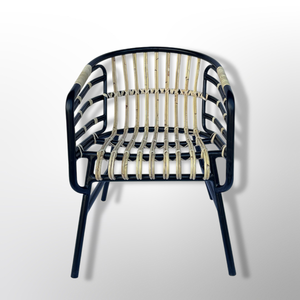 Chaise en aluminium de luxe moderne avec tissage en rotin artisanal et finition en PU protectrice, mobilier d'extérieur design - Product Image 2