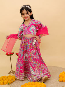 Lahenga choli เสื้อผ้าอินเดียสำหรับเด็กผู้หญิงผ้าฝ้ายแท้จากผู้จำหน่ายทั่วโลก - Product Image 3