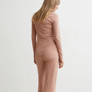 Ropa Vestido de dormir de noche sólido Conjunto de pijama de mujer Ropa de dormir de mujer Vestido de noche Ropa de dormir de noche Mujer Cuello en V Manga larga - Product Image 3