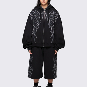Sweat-shirt à capuche surdimensionné en tricot personnalisé pour femmes, décontracté, épaules tombantes, respirant, 100% coton, streetwear d'hiver - Product Image 6
