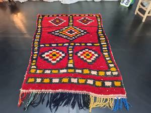 Tapis bohème antique fait main tapis berbère Vintage laine tribale marocaine Tapis Marocain pour salle à manger tapis de Style Vintage - Product Image 4