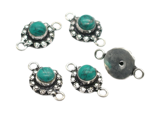 เงินโบราณและชุบทอง18K พลอยเทอร์ควอยซ์22X13mm ตัวเชื่อมต่อแบบห่วงคู่เครื่องประดับ NC31ทำเครื่องประดับ - Product Image 2