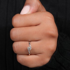Anillo de compromiso de diamante cultivado en laboratorio de corte clásico de oro hermoso D/E Color Bypass boda regalo nupcial para aniversario anillos finos - Product Image 4