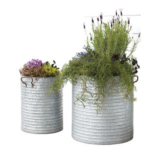 Pot de fleur et jardinières en métal galvanisé gris fait à la main de meilleure qualité décor de jardin de l'Inde pour la plantation - Product Image 5