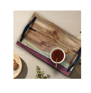 Bandeja de Servicio Multiusos de Resina y Madera Natural, Rectangular, Personalizable con Logotipo - Product Image 1