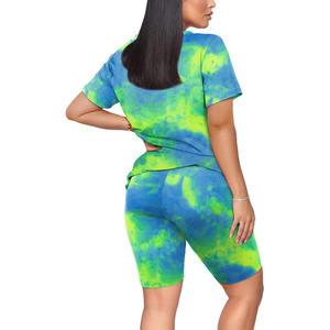 Conjunto de Yoga de cintura media de 2 piezas transpirable para mujer estampado completo con logotipo personalizado en el cierre elástico frontal - Product Image 1