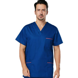 Haut de blouse d'infirmière unisexe d'été, personnalisable avec logo (service OEM), à manches courtes, en sergé d'hôpital élastique, avec détection d'aiguilles et thermocollage sans couture - Product Image 4