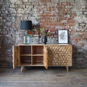 Aparador grande de madera maciza de mango de diseño moderno Iona para sala de Estar, comedor, dormitorio, uso en Hotel - Product Image 4