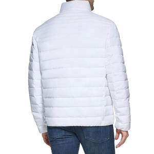 <b>Men's</b> <b>White</b> Stand Collar Zip-Up <b>Puffer</b> <b>Jacket</b> Windproof Casual Winter <b>Jacket</b> Polyester Wadding Regular Fit Solid Color - Product Image 4