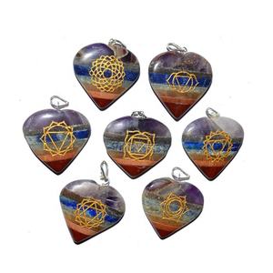 Ensembles de pendentifs gravés disque de guérison de la vie 7 Chakra - Product Image 3