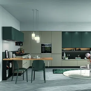 Armoires de cuisine professionnelles élégantes entièrement personnalisées fabriquées en Italie avec finition laminée laque Matériau en bois Exportation au détail - Product Image 1