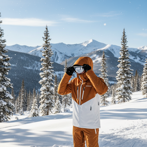 Chaqueta de Esquí y Snowboard Impermeable y Cortavientos de Alto Rendimiento MITEXCO para Hombre - Abrigo con Capucha de Invierno para Exteriores en Dos Tonos Marrón y Blanco - Product Image 2